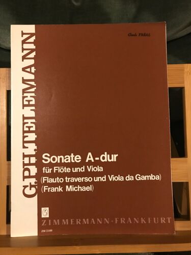 Telemann Sonate La Majeur Pour Flûte Alto / Viole De Gambe Partition Zimmermann