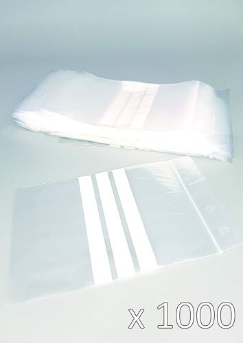 Sachets Zip 40x60 Mm Transparents - 3 Bandes Blanches - Lot De 1000 (10 X100 Sachets) - Épaisseur 50 Microns - Haute Qualité.