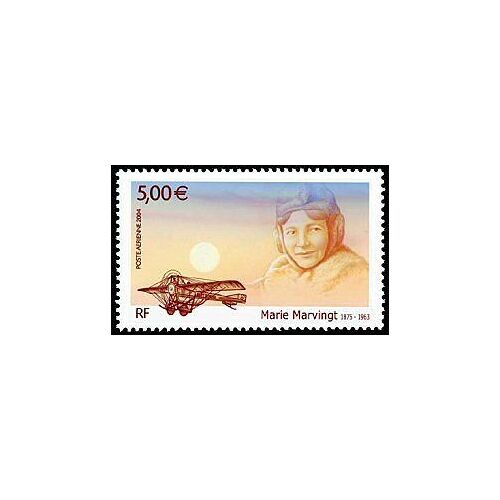 France 2004, Très Beau Timbre Neuf** Luxe De Poste Aérienne Yvert 67, Hommage À L'aviatrice Marie Marvingt, Inventrice, Sportive, Alpiniste, Infirmière Et Journaliste, "La Petite Fiancée Du Danger",