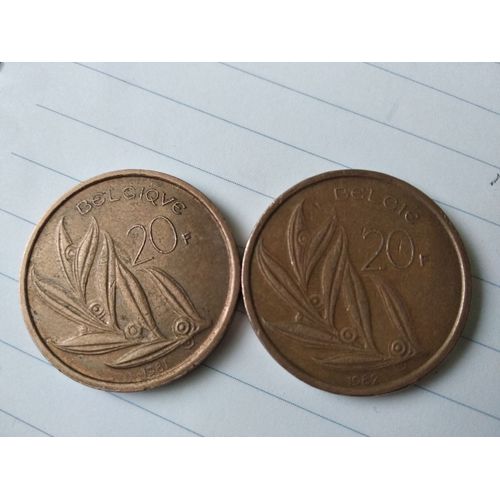 Lot De 2 Pièces De 20 Francs Belges Années 1980