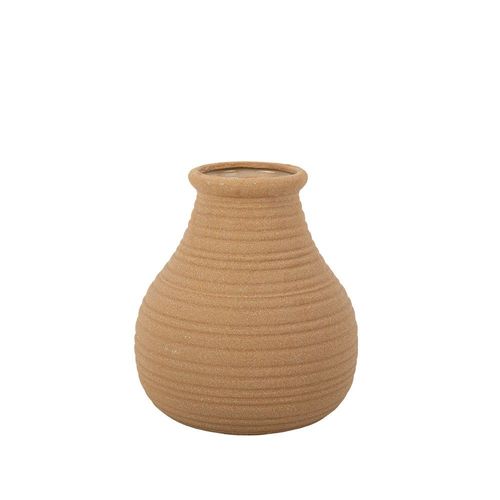 VASE POT GRÈS STRIÉ 17.5CM CAMEL