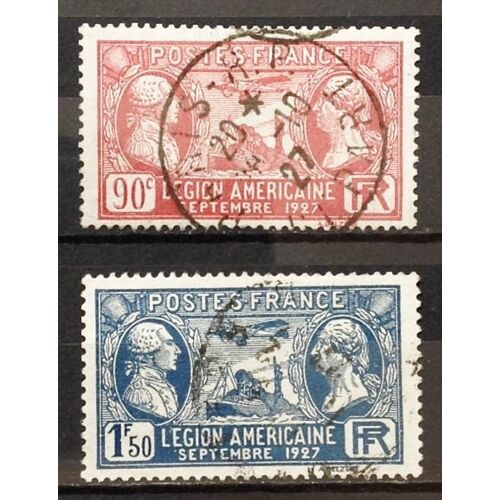 Série Légion Américaine 90c Rouge (N° 244) + Légion Américaine 1f50 Bleu (N° 245) Obl - Cote 4,15 - France Année 1927 - N8473