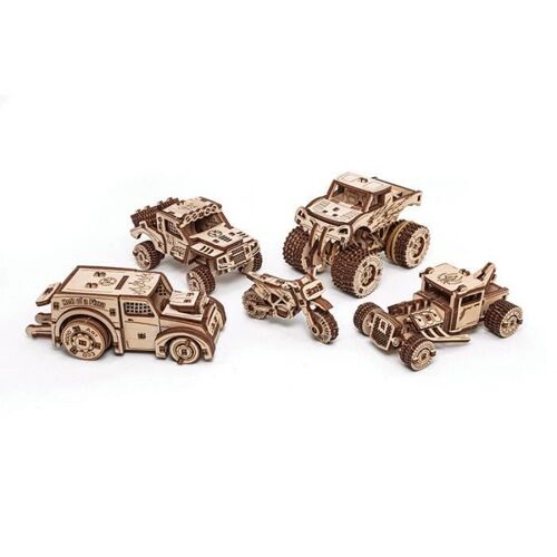 Maquette 3d En Bois - 5 Véhicules De 7 À 11,8 Cm