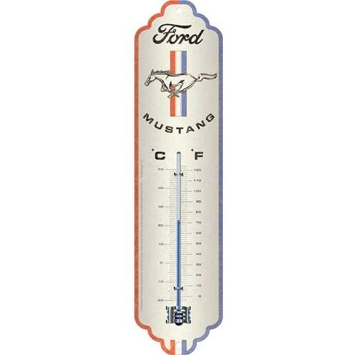 Thermomètre En Métal Pub 28 X 6.5 Cm Ford Mustang - Horse & Stripes