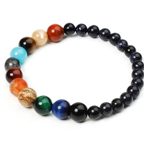 Bracelet en Perles pierres naturelles Système Solaire
