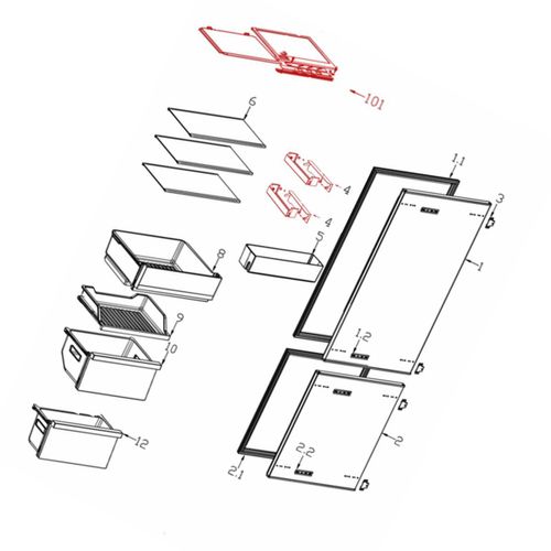 Clayette étagère bac à légumes (repère n°6) Réfrigérateur congélateur (1065469 34041124 THOMSON)
