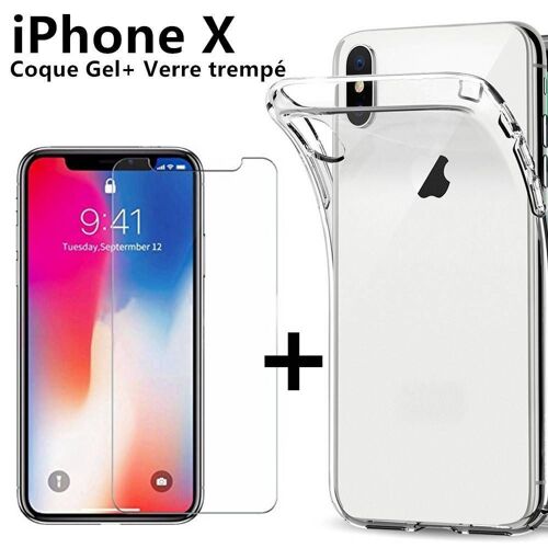 Pour iPhone X/XS Coque + Verre Trempé
