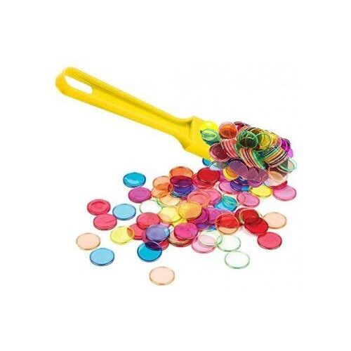 Kit Baton Magnetique Loto Ramasse Jetons + 100 Pions De Marquage Aimante - Jaune, Multicolore - Set Accessoire Jeu Bingo Et Carte