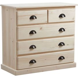 Commode 5 Tiroirs En Bois Brut