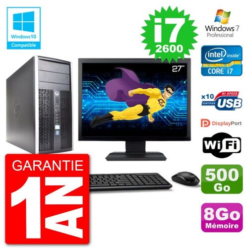 PC HP 6300 MT Ecran 27" i7-2600 RAM 8Go Disque 500Go Graveur DVD Wifi W7