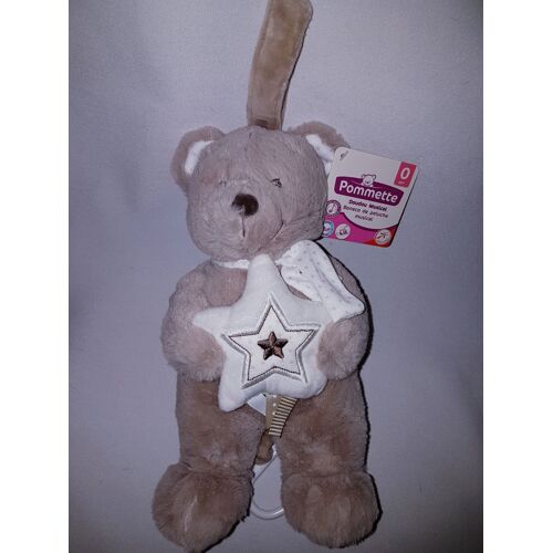 Doudou Musical Ours Ourson Pommette Intermarché Marron Brun Blanc Étoile Boite À Musique Jouet Bebe Naissance Peluche Éveil Enfant Soft Toys