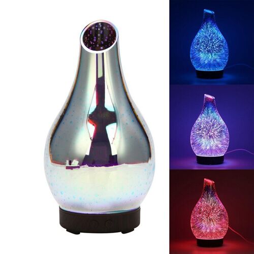 Humidificateur 3D LED en verre coloré de 100ML, diffuseur d'huile essentielle et d'arôme, humidificateur ultrasonique pour chambre à coucher de maison