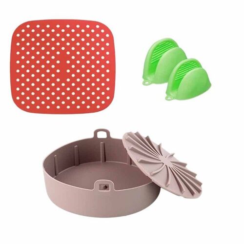 Ensemble d'accessoires de Pot de friteuse à Air en Silicone tapis de panier de friteuse à Air avec Mini gants de four en Silicone