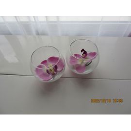 lot de 2 verres décoratives avec orchidées dedans