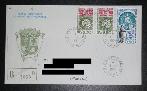 Taaf Po 162 & 155 - Enveloppe Oblitérée De Alfred Faure (Crozet) Du 01/01/1991 - Cote 19,50 Euros