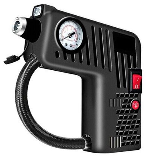 Compresseur D'air Portatif 12v Multifonction 5 En 1 - Mini Pompe De Voiture Allume Cigare - Pour Pneus Ballons Matelas Etc Avec Testeur De Pression Brise-Vitre Signal Détresse Lampe