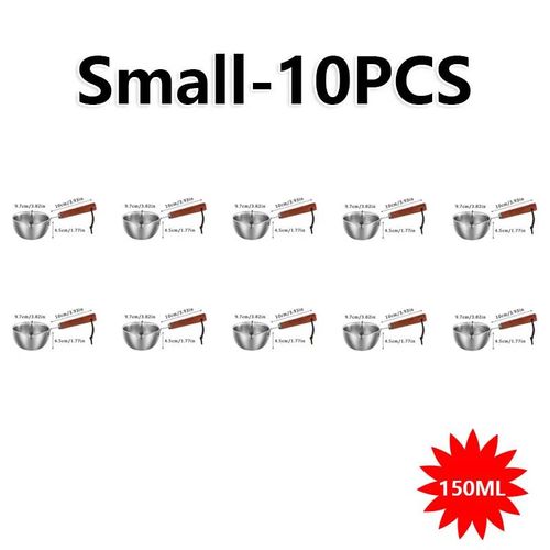 Pot à lait en acier inoxydable 150ML-300ML,poêle à huile chaude,beurre,Sauce fondue,petite Pot,outil essentiel de cuisine-Small-10PCS-As Shown