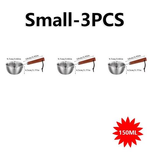 Pot à lait en acier inoxydable 150ML-300ML,poêle à huile chaude,beurre,Sauce fondue,petite Pot,outil essentiel de cuisine-Small-3PCS-As Shown