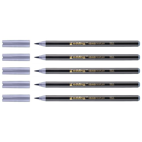 Edding Lot De 5 Feutres Pointe Pinceau 1340 Gris Argent 1-3 Mm