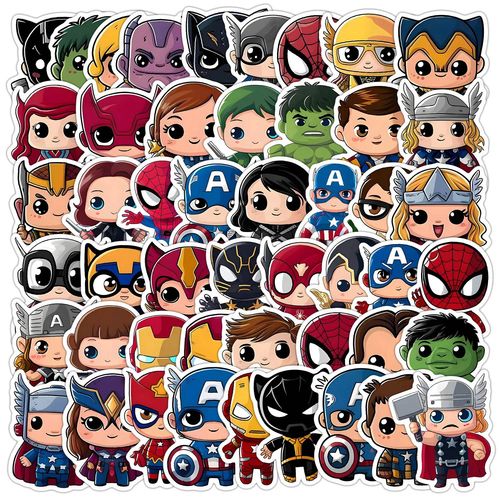 50pcs Disney Marvel Vintage les Avengers Super héros Anime autocollants dessin animé décalcomanie ordinateur portable voiture moto drôle autocollant-50PCS-