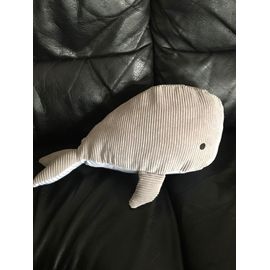 Doudou Peluche Baleine Grise Rayé Bleu Et Blanc Gifi 33cm