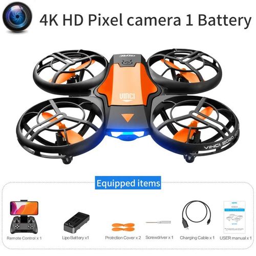 V8 Mini Drone 4k Profession Hd Caméra Grand Angle Wifi Fpv Rc Dron Hauteur Garder Hélicoptère Pliable Quadrirotor Uav Jouets Cadeau-Orange-