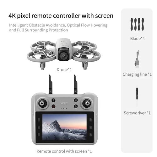 Drone Professionnel Hd V53 8k 6k 4k Wifi Fpv Quadrirotor Avion Avec Évitement D'obstacles Pour La Photographie Aérienne Drone Caméra Jouets-Grey 4k With Screen-