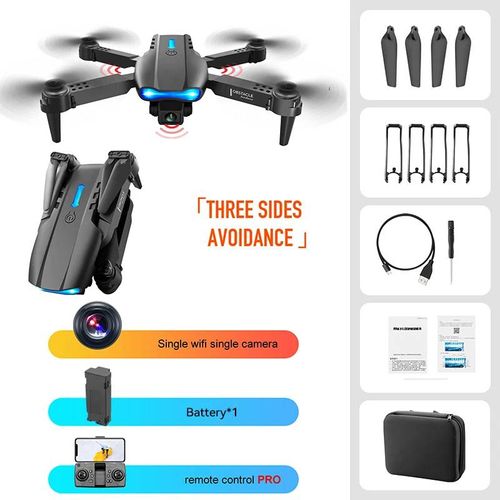 Drone Le Plus Vendu E99 Drones Pliants Con Cámara Professionnel Hd Double Photographie Aérienne Drones Télécommandés De Vol À Quatre Axes-Bk 1c Bundle1-