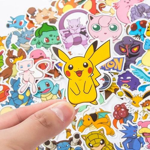10/50/100 pièces Kawaii Pikachu Pokemon autocollants moto téléphone voiture Skateboard ordinateur portable autocollant étanche classique enfant jouet-100PCS-