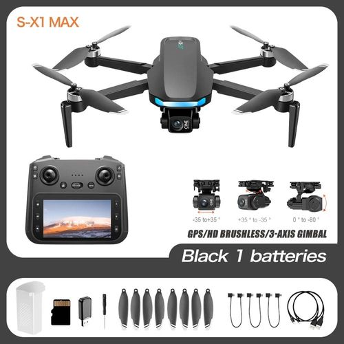 Nouveau Drone Gps S-X1 4k Professionnel Hd Double Caméra 3 Axes Cardan 5g Wifi Transmission D'image Numérique Sans Brosse Rc Quadrirotor Jouets-S-X1 Black-