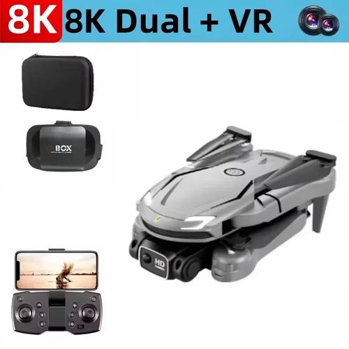 2025 Nouveau Drone V88 Professionnel 8k Hd Esc Caméra Flux Optique Oa Drones Aériens Wifi Rc Uav Mis À Niveau V88 Dron Jouets Cadeau Pour Adulte-8k Dual Grey 1b Vr-