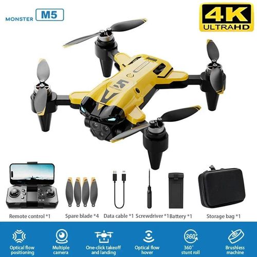 Drone Professionnel M5 8k Hd,Photographie Aérienne Professionnelle,Caméra Pour Touristes,Évitement D'obstacles,Gps,5g,Wifi,Quadrirotor Sans Balais-Yellow-Dc-4k-1b-