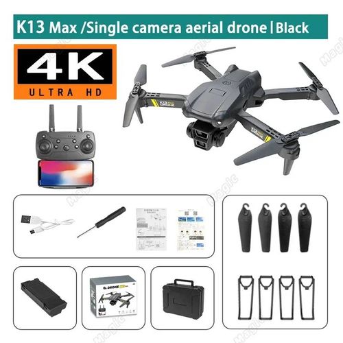 Nouveau Drone K13 Max 5g Professionnel Intelligent Pour Éviter Les Obstacles Fpv 8k Avec Double Caméra Hd Wifi Moteur Sans Balais Jouets Quadrirotor Aérien-Black Single -4k-1b-