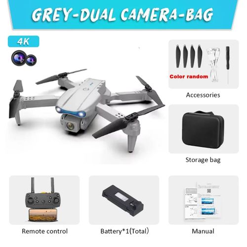 Drone Professionnel Hd E99pro 4k Double Wifi Fpv Quadrirotor Avion Avec Évitement D'obstacles Pour Caméra De Drone De Photographie Aérienne-Grey-Dc-4k-1b-