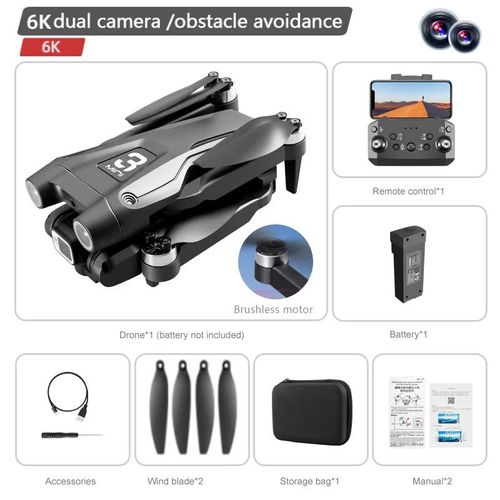 Xiaomi Z908 Pro Max Drone 8k Professionnel Double Caméra Gps Fpv Moteur Sans Brosse Flux Optique Pliant Quadrirotor 10000m-Black Dual 6k-1b-