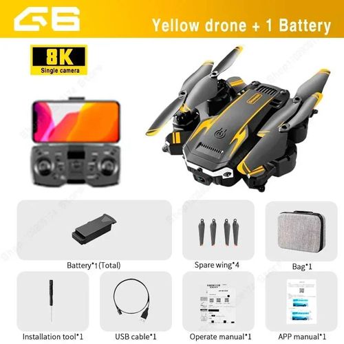 Drone Gps Professionnel 5g 8k,Double Caméra 4k,Photographie Aérienne,Évitement D'obstacles,Uav,Quadrirotor,Hélicoptère,Jouets Cadeaux- Yellow Single 8k-1b-