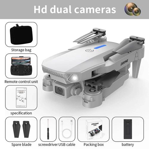 Blanc Gris E88e99 Contrôle D'écran D'éclairage Mini Drone Double Caméra Flux Optique Hauteur Fixe Hd Photographie Aérienne Quadrirotor-E88 Normal-