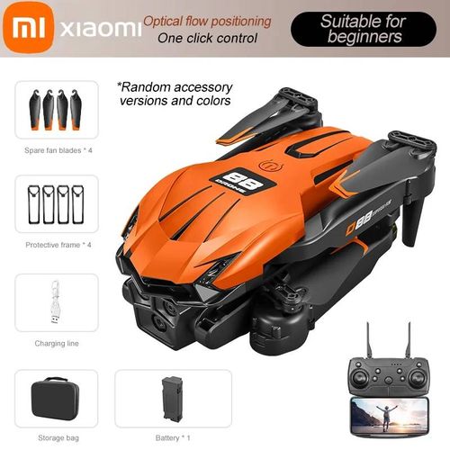 Xiaomi D88 Drone Hd 8k Double Caméra Photographie Aérienne Professionnelle Flux Optique Vol Stationnaire Geste Tir Pliable Quadrirotor ¿-Orange Dual 1b-