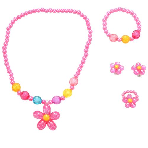 Lovelygirls Enfants Perles Collier De Fleurs Bracelet Anneaux Boucles D'oreilles Ensemble De Bijoux Enfants Partie Gif 4pcs