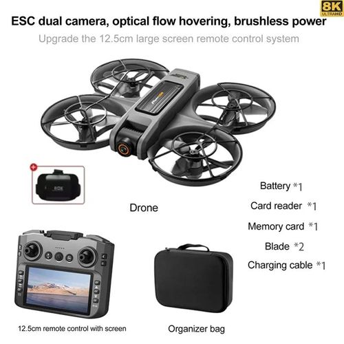 Nouveaux Drones S156 Gps 8k Professionnel Hd 360 ° Double Caméra 5g Wifi Moteurs Sans Balais Évitement D'obstacles Fpv Jouet Quadrirotor Pliable-A Dark Gray 8k 1b-Vr-