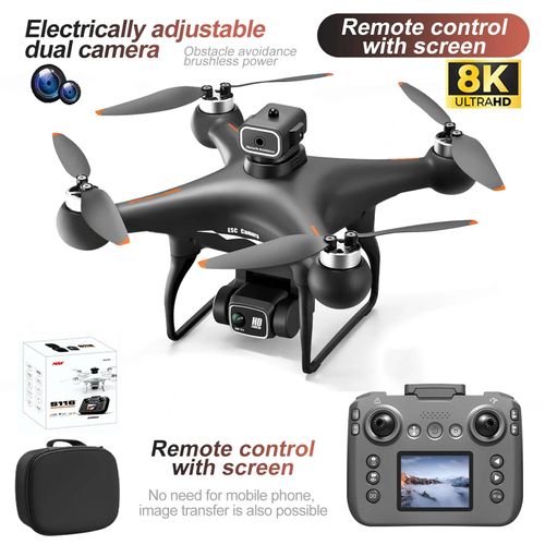 Drone S116 Max 8k Esc Hd,Caméra Sans Balais,Moteur Pour Éviter Les Obstacles,Hélicoptère,Décollage À Une Clé,Flux Optique,Quadrirotor,Jouet Cadeau-S116 Max-Black-8k-
