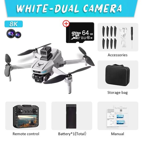 Drone Professionnel Sg901 Max Gps Avec Caméra 8k,Aérienne Fpv,Brosse Évitant Les Obstacles,Grand Écran,Télécommande,Pliable,Nouveau-Sg901pro-64g Card-