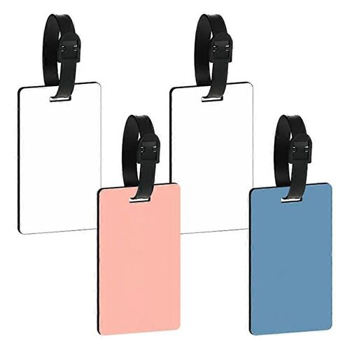 Étiquettes de bagages vierges de sublimation Étiquettes de bagages de sac de voyage vierges blanches avec sangle Étiquette d¿étiquette de valise MDF double face 4Pcs
