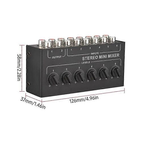 CX600 Mini Stéréo 6 Canaux Mélangeur Passif RCA Portable Audio Mixer 6 en 2 Sortie Distributeur Stéréo Vo