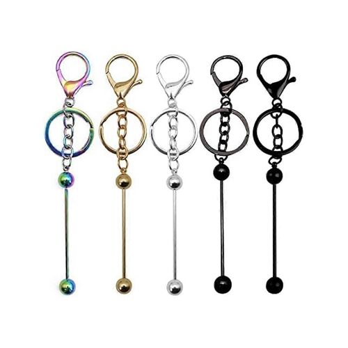 5pcs Perlable Porte-Clés Bar Blanc Porte-Clés Pince De Homard Fermoir Porte-Clés Pour Bricolage Bijoux Artisanat Backpa