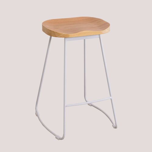 Pack de 4 tabourets hauts en acier et bois d'orme Neicol Blanc ¿65 cm