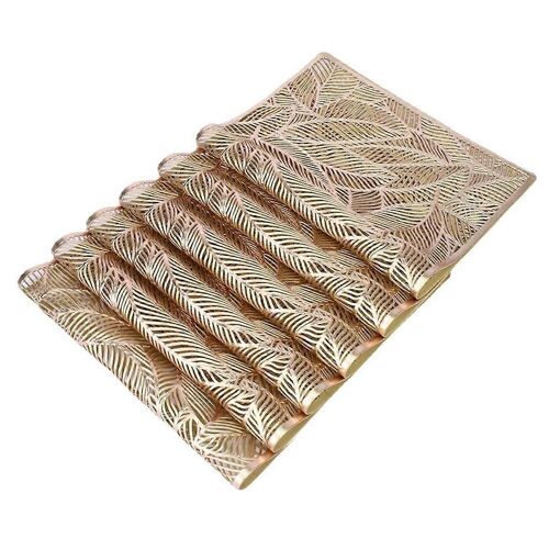 6pc Feuilles Rectangulaires Isolé Sets De Table Haut De Gamme Hôtel Salle À Manger Restaurant Tapis De Table Décoration Évidé Set De Table B