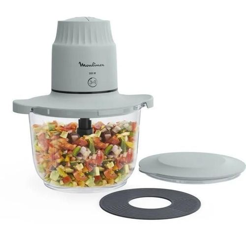Hachoir - Moulinex - Choppeo 3En1 - 500W - Bol en Verre - 4 Lames