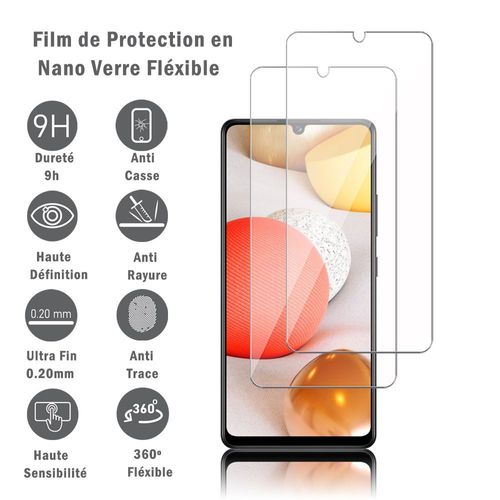 2 Films Protection D'écran En Verre Nano Fléxible Pour Samsung Galaxy A42 5g 6.6", Dureté 9h Inrayable Incassable Invisible Ultra Résistant