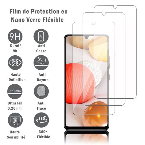 3 Films Protection D'écran En Verre Nano Fléxible Pour Samsung Galaxy A42 5g 6.6", Dureté 9h Inrayable Incassable Invisible Ultra Résistant